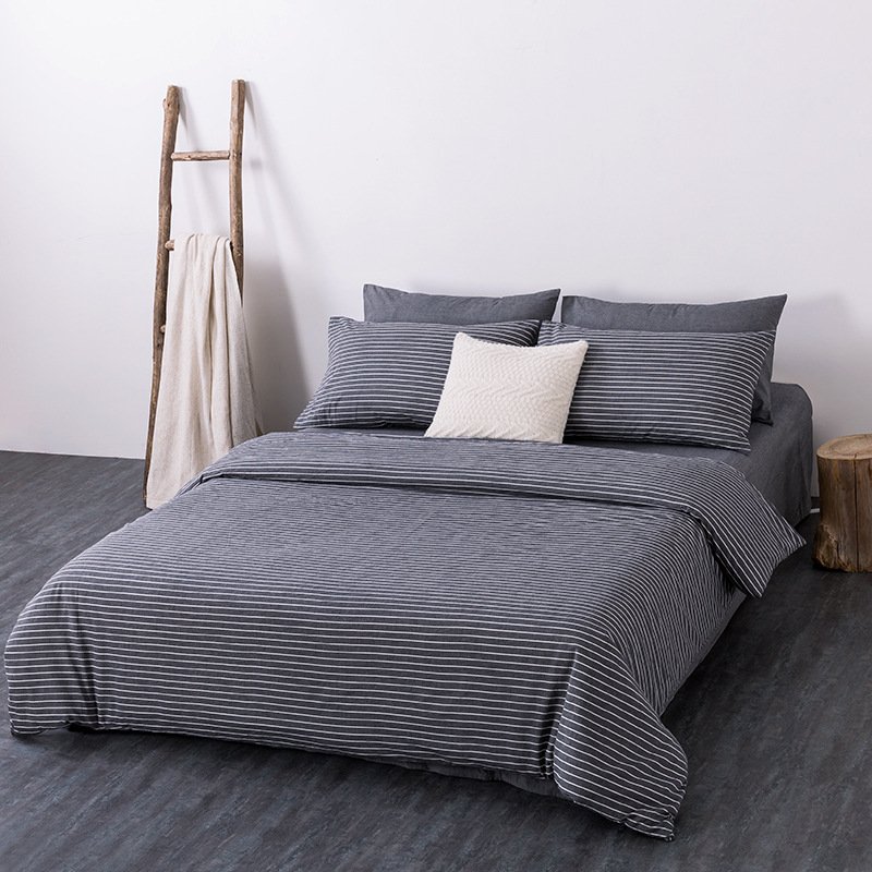 100% Pure Washed Cotton Solid Color Duvet Cover | Soft Breathable Single/Double Quilt Cover for Homestays & Students 13875354466 1803023337