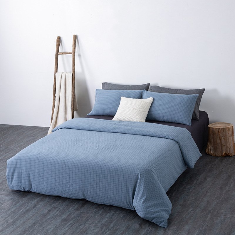 100% Pure Washed Cotton Solid Color Duvet Cover | Soft Breathable Single/Double Quilt Cover for Homestays & Students 13959806794 1803023337