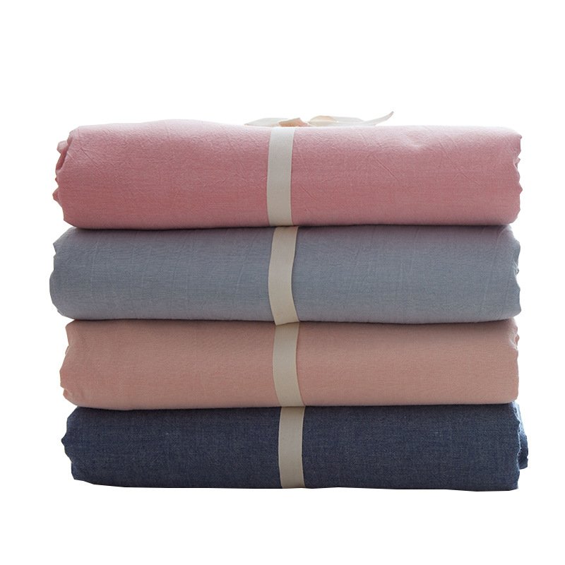 100% Pure Washed Cotton Solid Color Duvet Cover | Soft Breathable Single/Double Quilt Cover for Homestays & Students 16231509486 1803023337