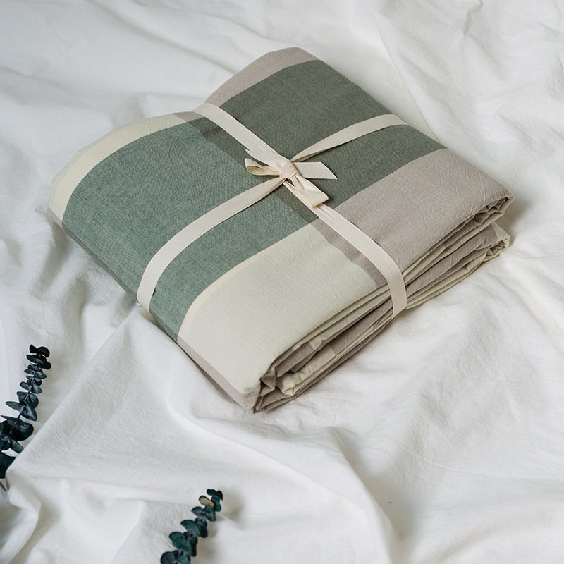 100% Pure Washed Cotton Solid Color Duvet Cover | Soft Breathable Single/Double Quilt Cover for Homestays & Students 16231638168 1803023337