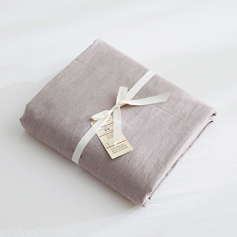 100% Pure Washed Cotton Solid Color Duvet Cover | Soft Breathable Single/Double Quilt Cover for Homestays & Students 16283137520 1803023337