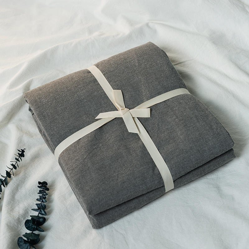 100% Pure Washed Cotton Solid Color Duvet Cover | Soft Breathable Single/Double Quilt Cover for Homestays & Students 16283140644 1803023337