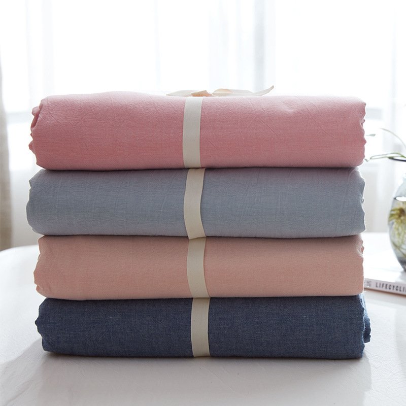 100% Pure Washed Cotton Solid Color Duvet Cover | Soft Breathable Single/Double Quilt Cover for Homestays & Students 16348898524 1803023337