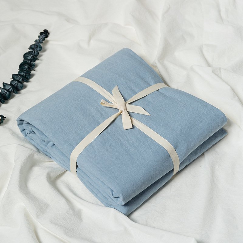100% Pure Washed Cotton Solid Color Duvet Cover | Soft Breathable Single/Double Quilt Cover for Homestays & Students 16349006961 1803023337