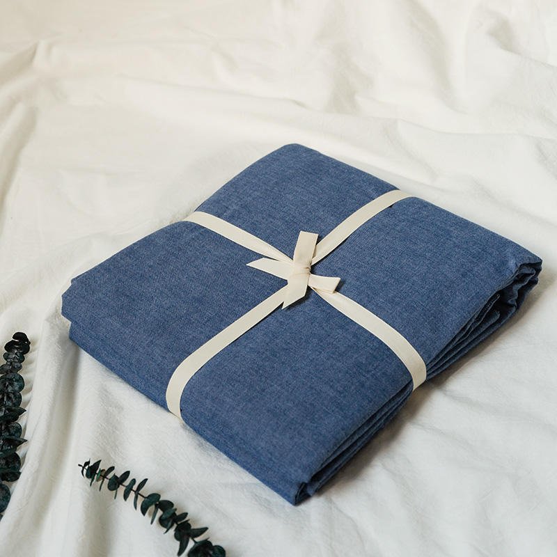 100% Pure Washed Cotton Solid Color Duvet Cover | Soft Breathable Single/Double Quilt Cover for Homestays & Students 16349012770 1803023337