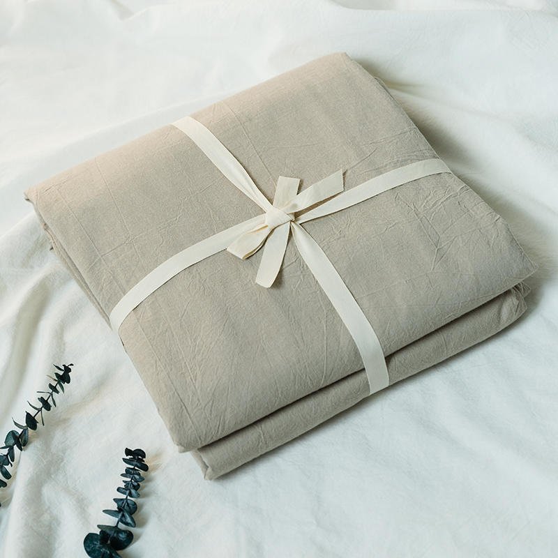 100% Pure Washed Cotton Solid Color Duvet Cover | Soft Breathable Single/Double Quilt Cover for Homestays & Students 16349021571 1803023337