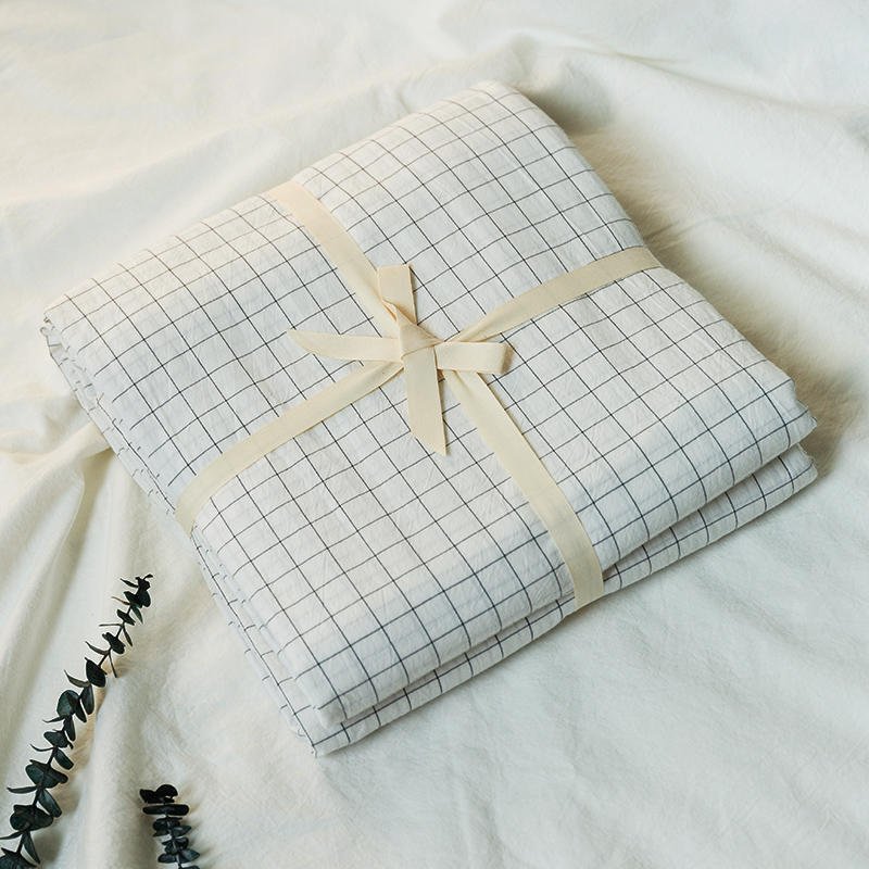 100% Pure Washed Cotton Solid Color Duvet Cover | Soft Breathable Single/Double Quilt Cover for Homestays & Students 16349072241 1803023337